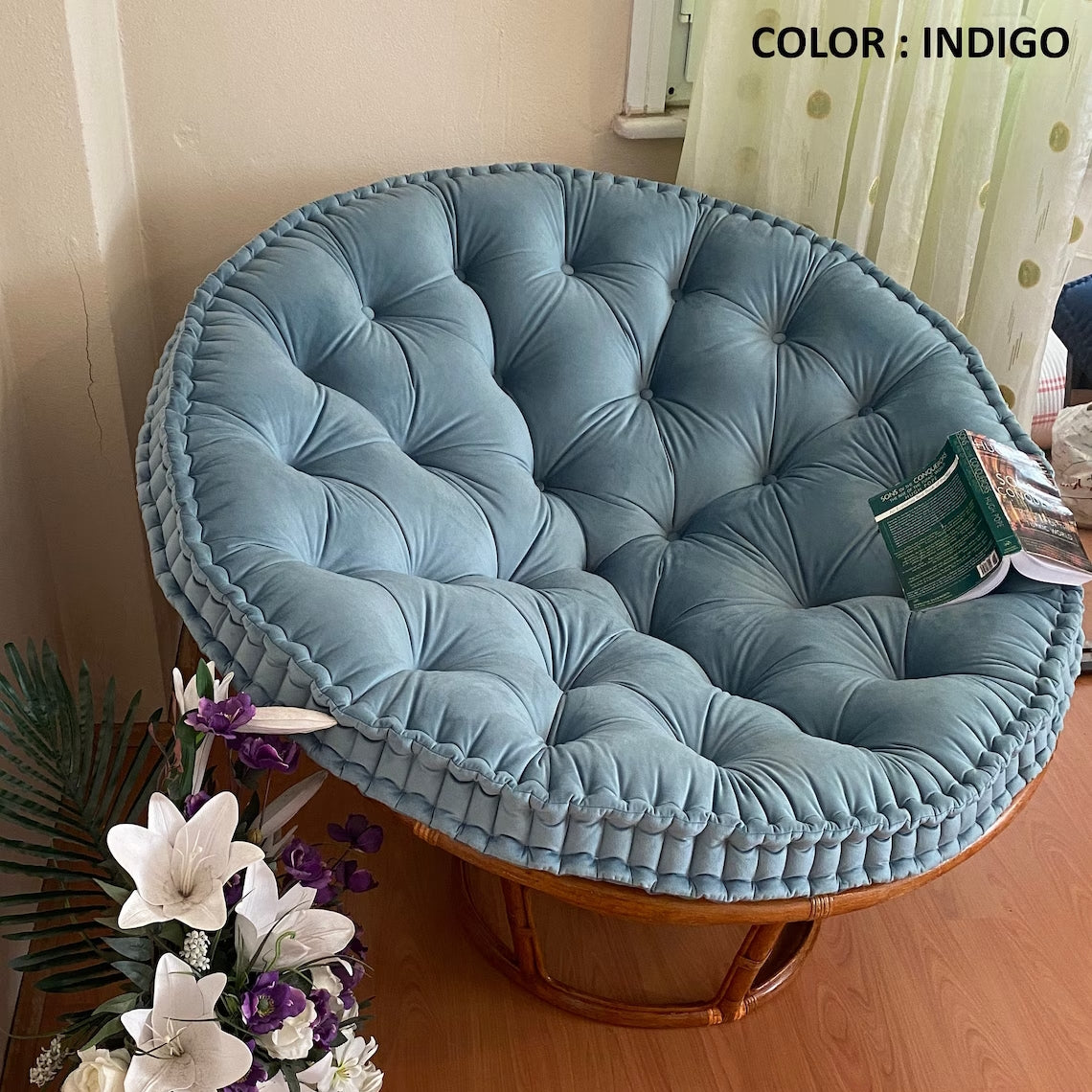 Normal Size Velvet Fabric Papasan Chair Seat